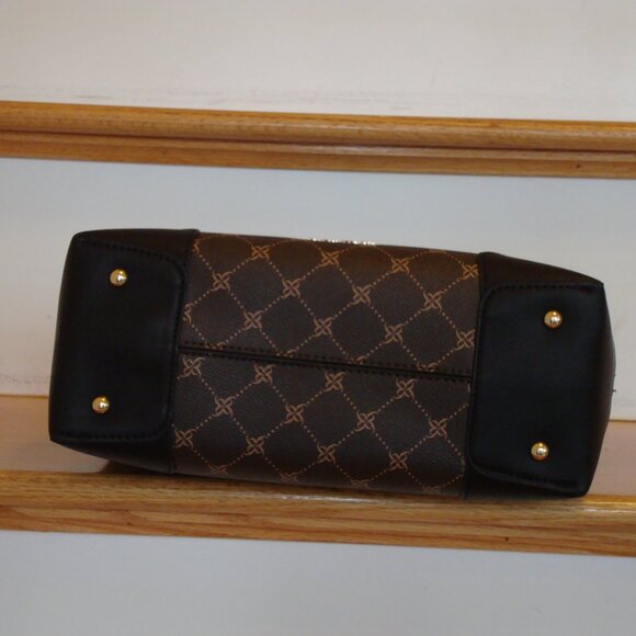 Nine West Brown Brooklyn Jet Set Satchel Brown Black Tote VERY GOOD CONDITION! - Picture 6 of 9